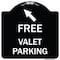 Signmission Free Valet Parking W/ Upper Left Arrow Heavy-Gauge Aluminum Sign, 18" x 18", BW-1818-23941 A-DES-BW-1818-23941 - alternate 1